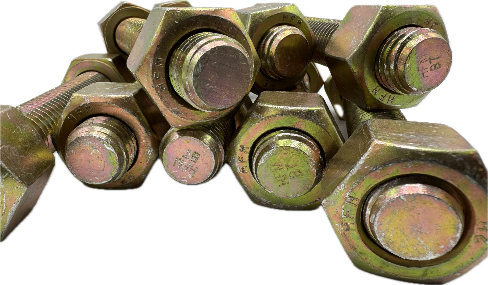 5 Pack! `7/8″-9 x 6-1/2” B7 Studs Cadmium Yellow, End to End, w/ (2) 2H Nuts