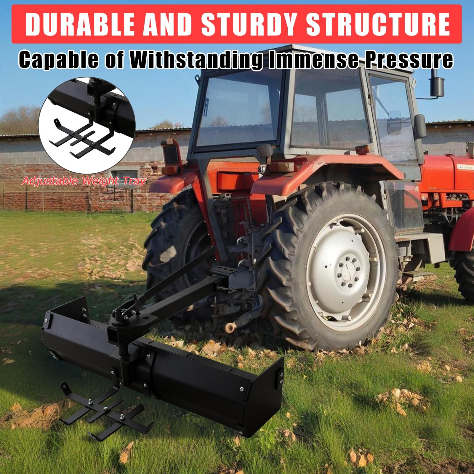42″ Tow Behind Box Scraper Lawn Tractor Attachments for ATV UTV Tractor Mower