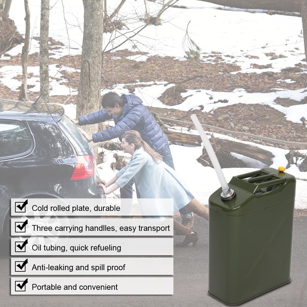 Durable Army Green 20L 5Gallon Gas Fuel Can Fuel Gasoline Steel Tank with Spout