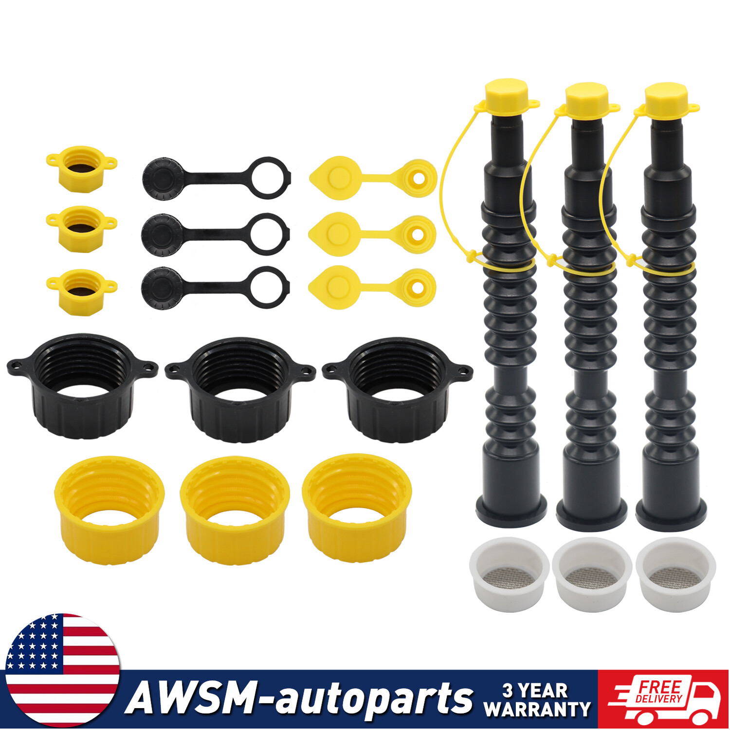 3 x Replacement Gas Can Spout For Blitz, Midwest ,Scepter, Briggs&Stratton