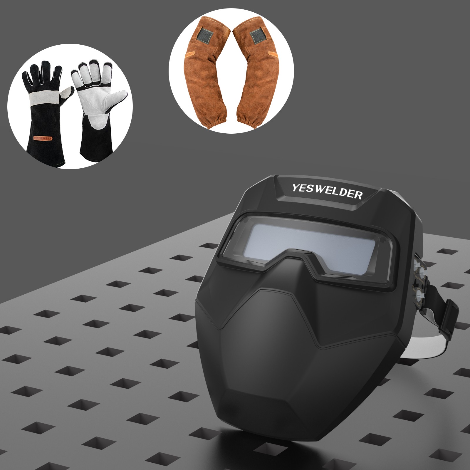Auto Darkening Welding Goggles 4/5-9/13 TIG MIG ARC +Gloves +Sleeves