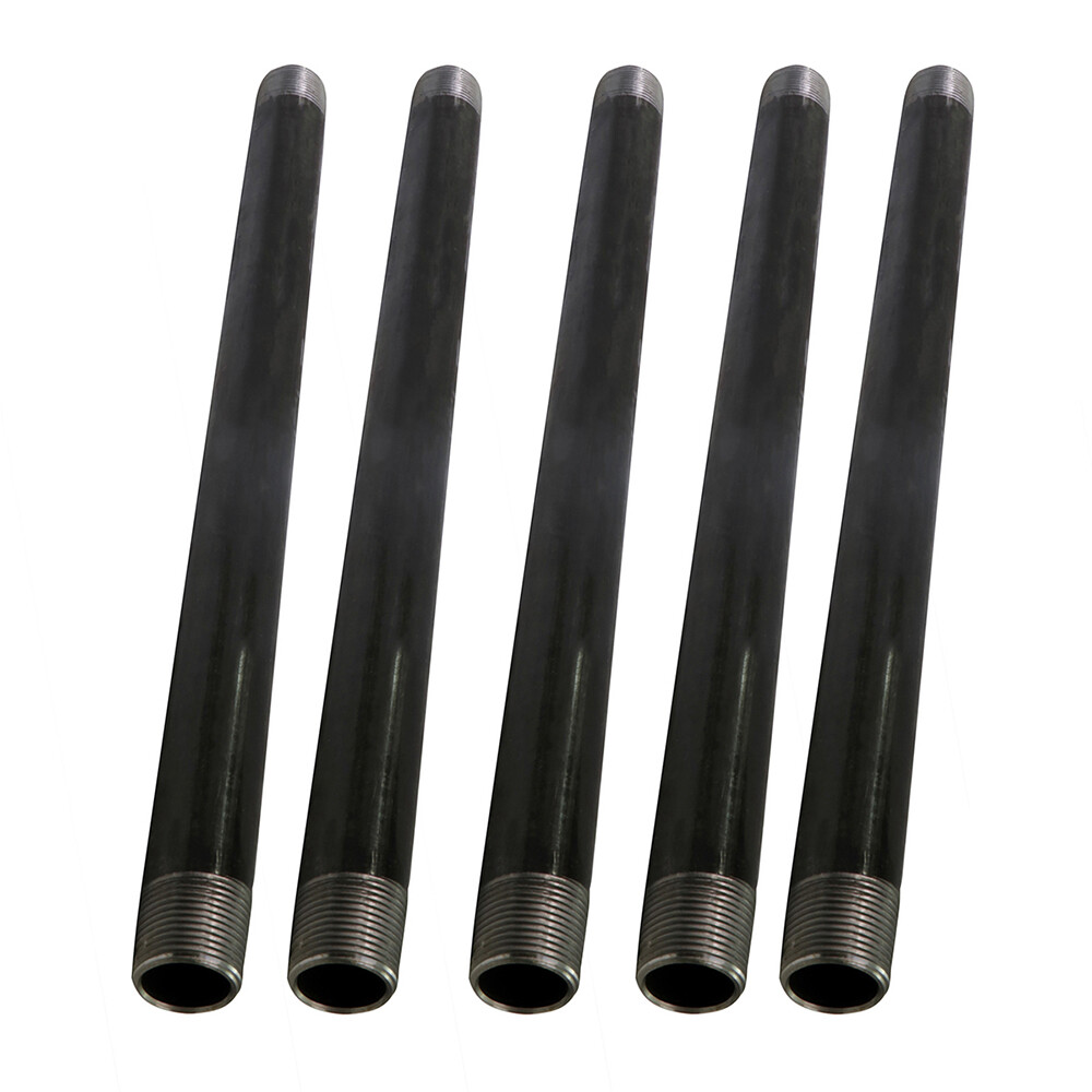 18″in-72″in Pre Cut Black Steel Long Nipple Pipe Fitting 1″in Male NPT (5 Pack)