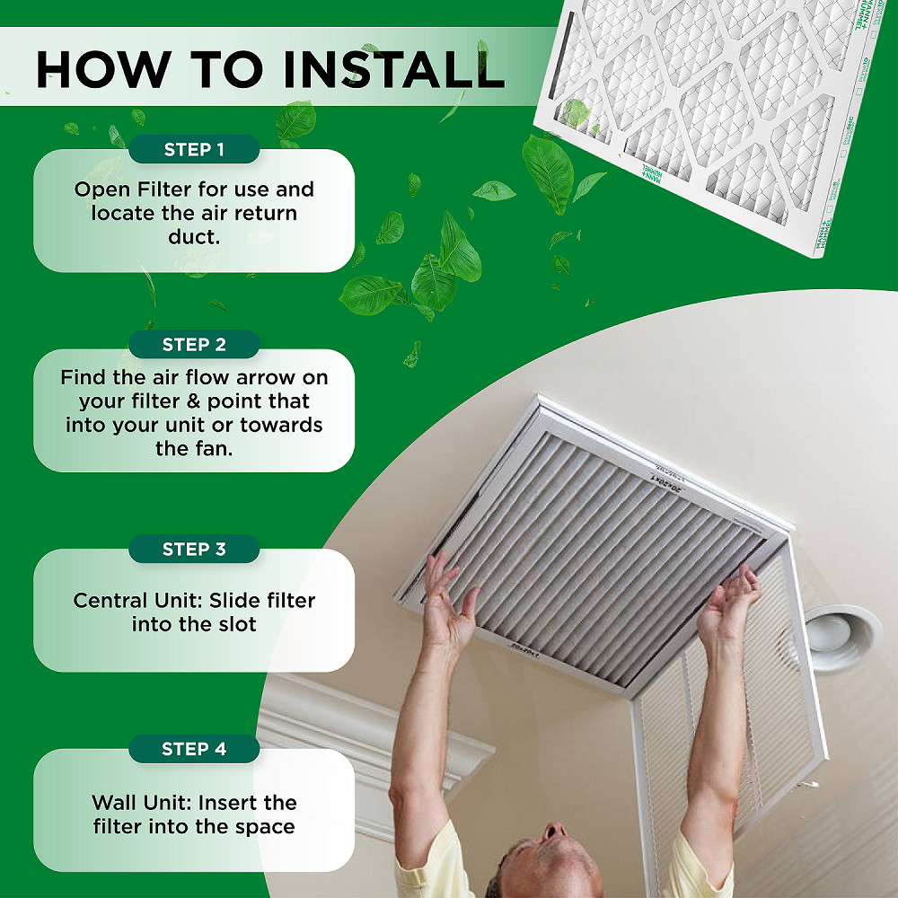 16x20x2 MERV 8 Pleated AC Furnace Air Filters. Box of 6