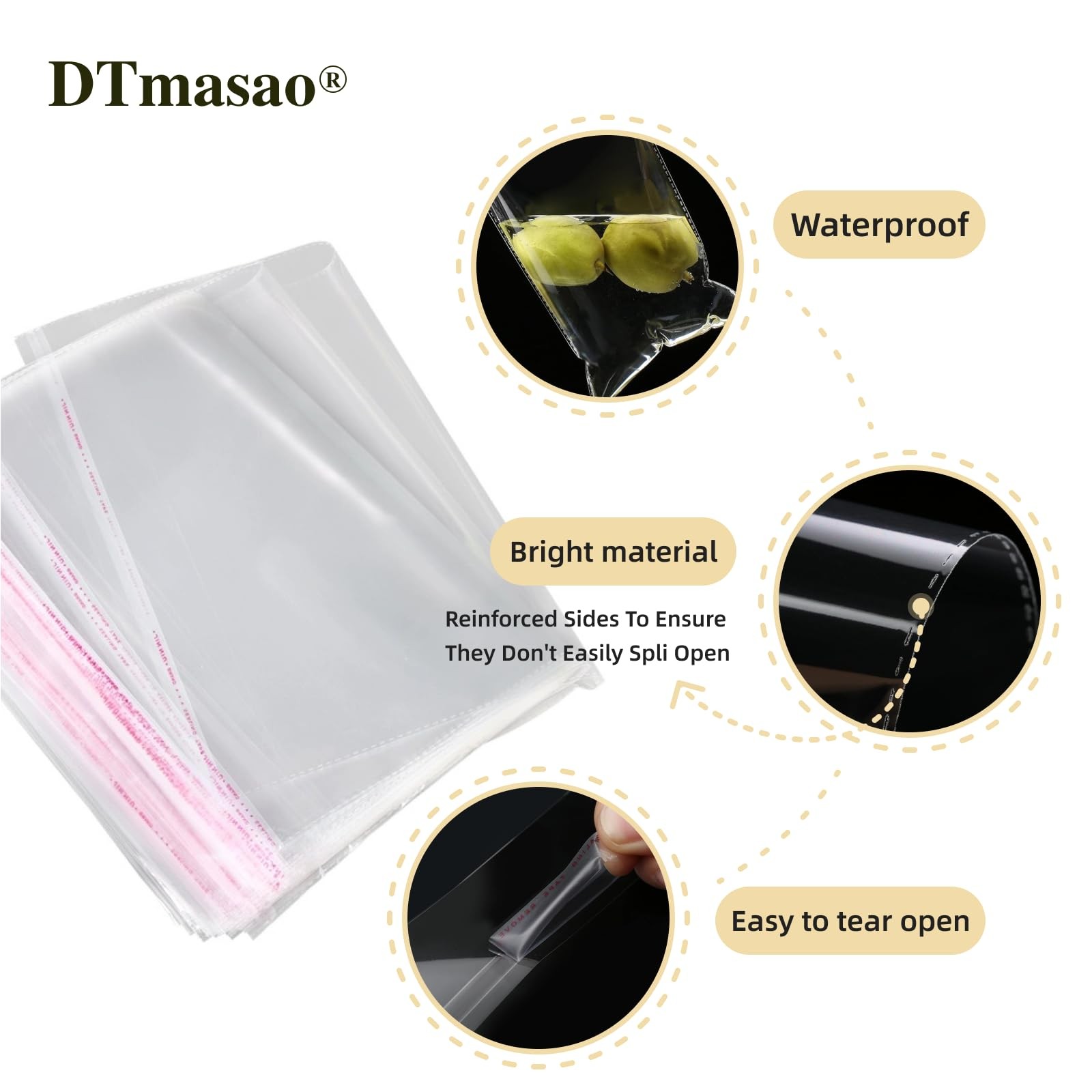 6×10 Inches 100 Pcs Self Sealing Cellophane Bags Clear Cookie Bags Resealable…