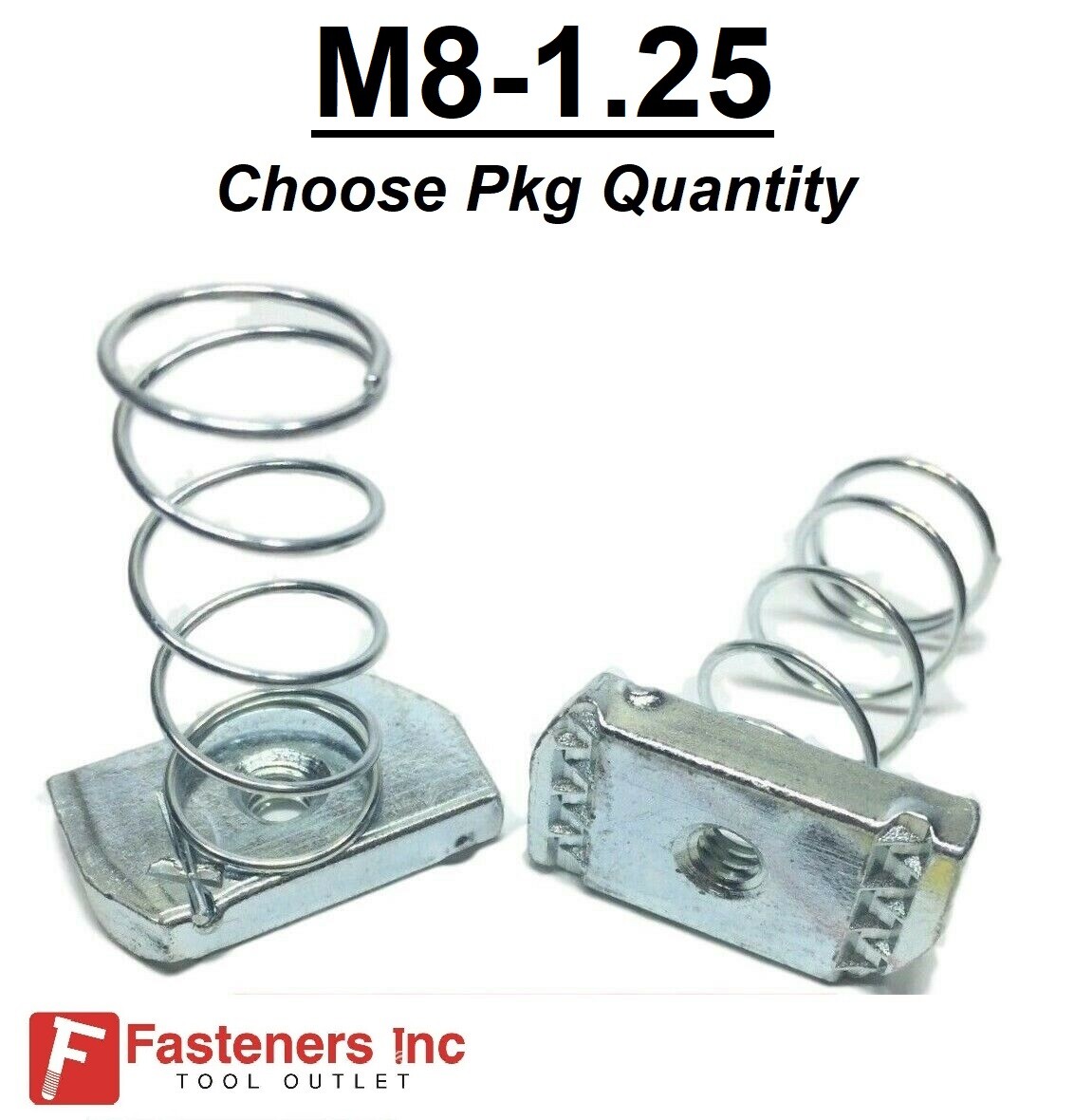 M8-1.25 Metric Strut Spring Nuts for Unistrut Channel #4196 P1007M8 EG / Zinc