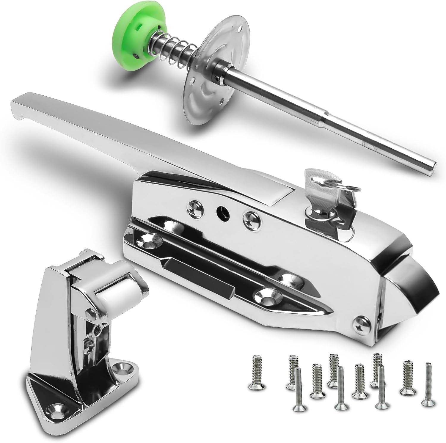Walk-In Cooler Door Handle & Latch Kit – 304 Stainless Steel, Metallic Silver