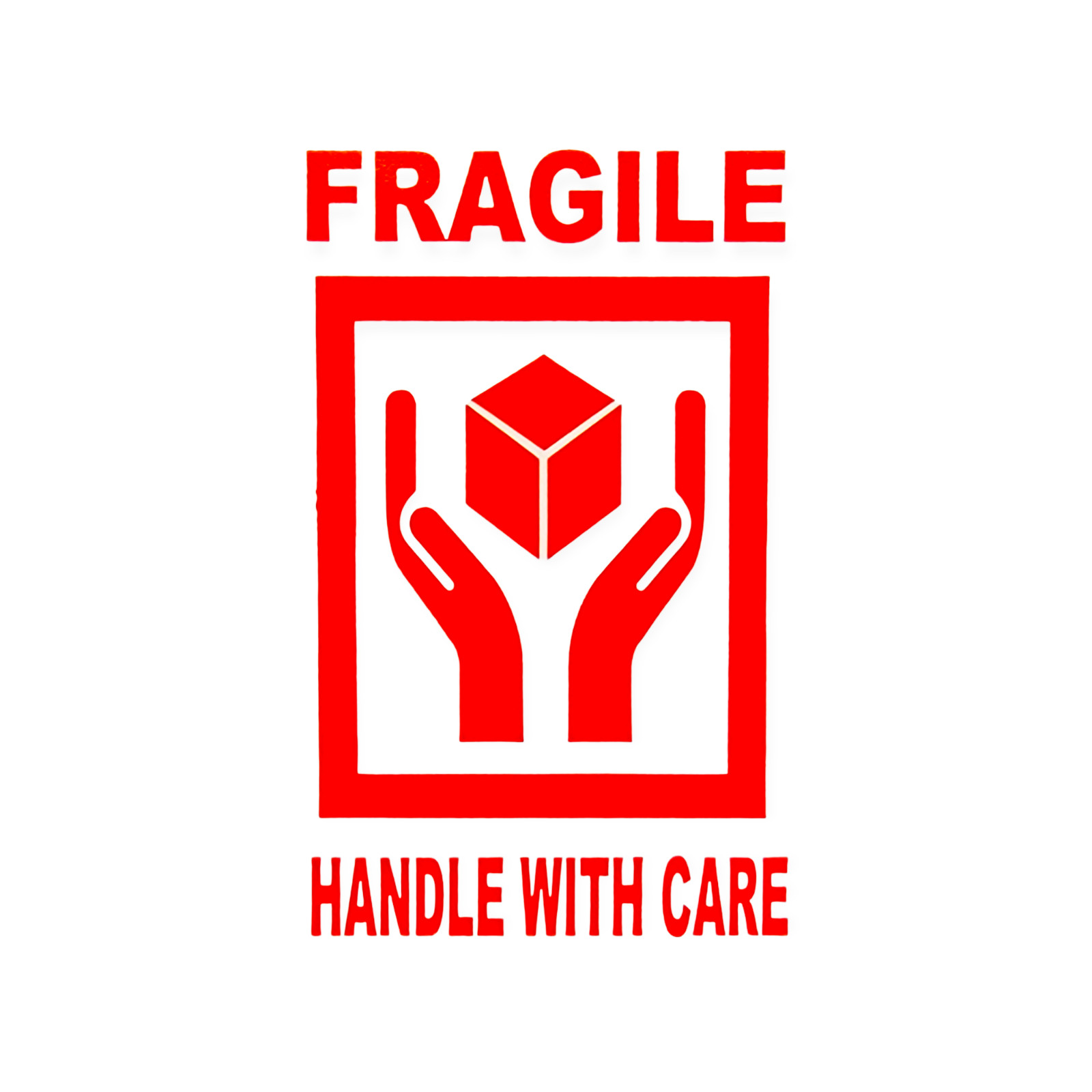 2×3-inch Fragile Hands Box (RD/WH) Labels Heavy Adhesive Stickers 9RLS of 300 EA