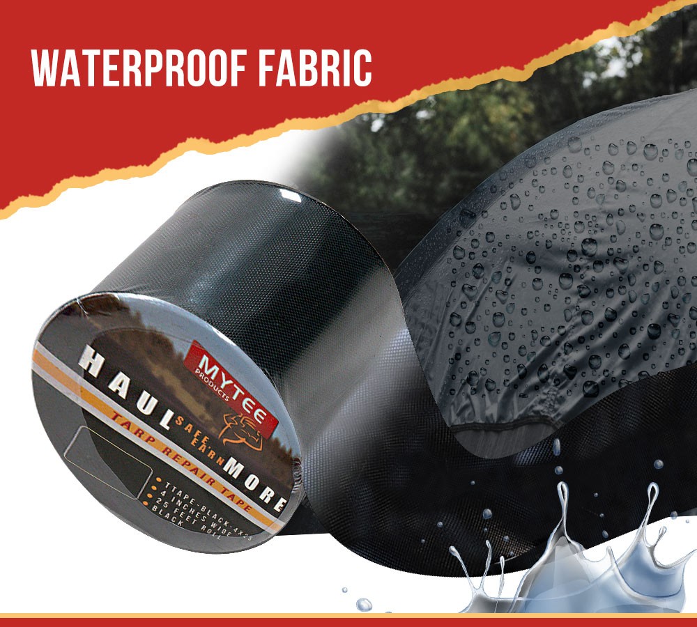 4 Inch x 25 FT 8.8 oz Waterproof Black Vinyl Tarp Repair Tape