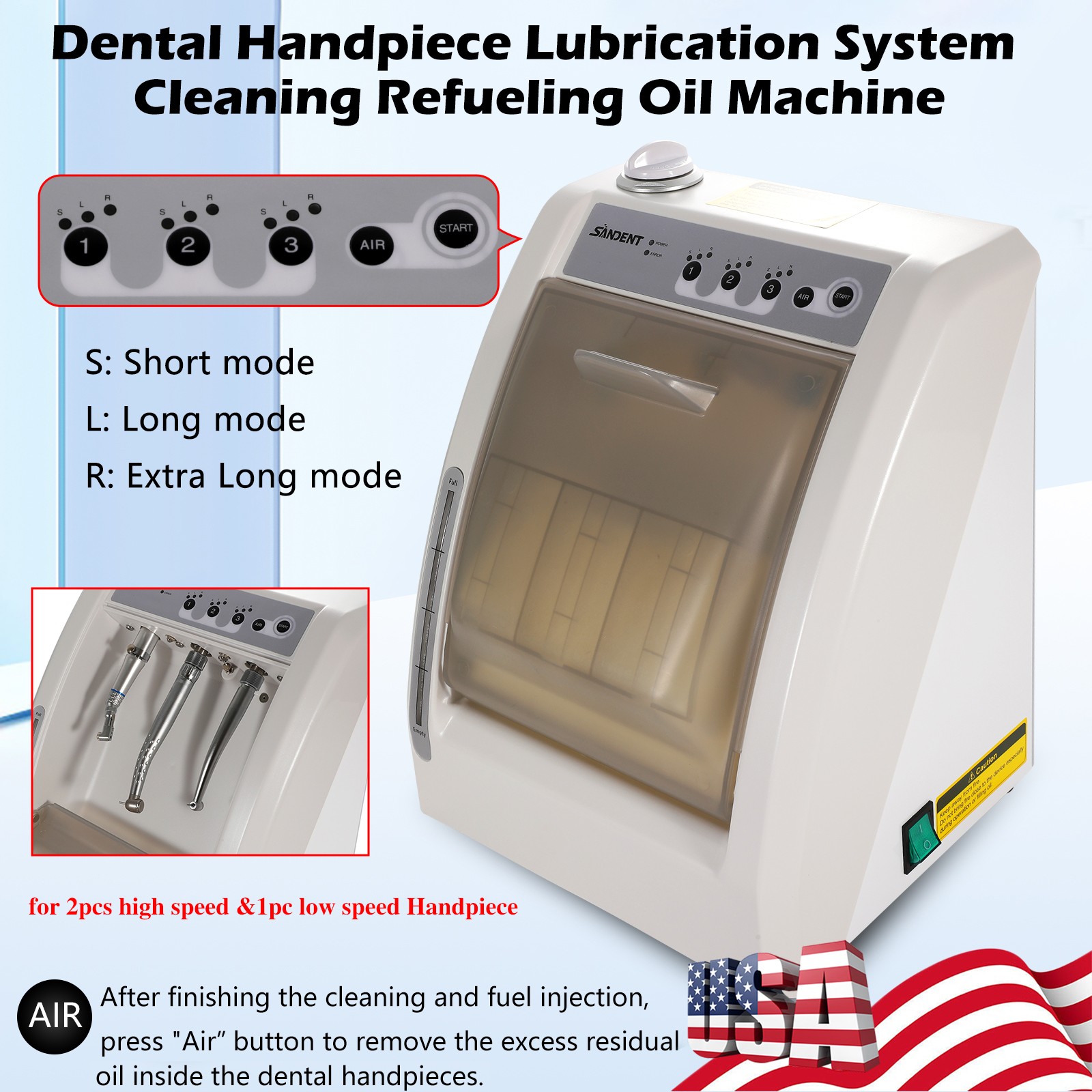Dental Automatic Handpiece Maintenance Lubrication System / 1:5 LED Contra Angle