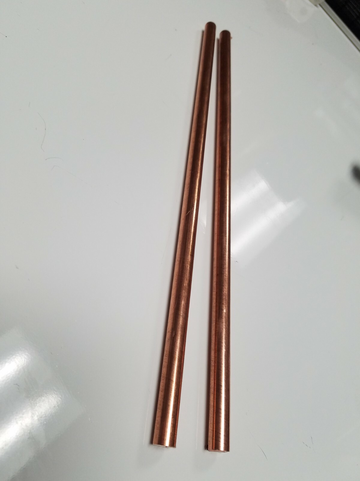 (2) 3/8″ .375 ” Solid Copper Round stock Bar Rod 14″