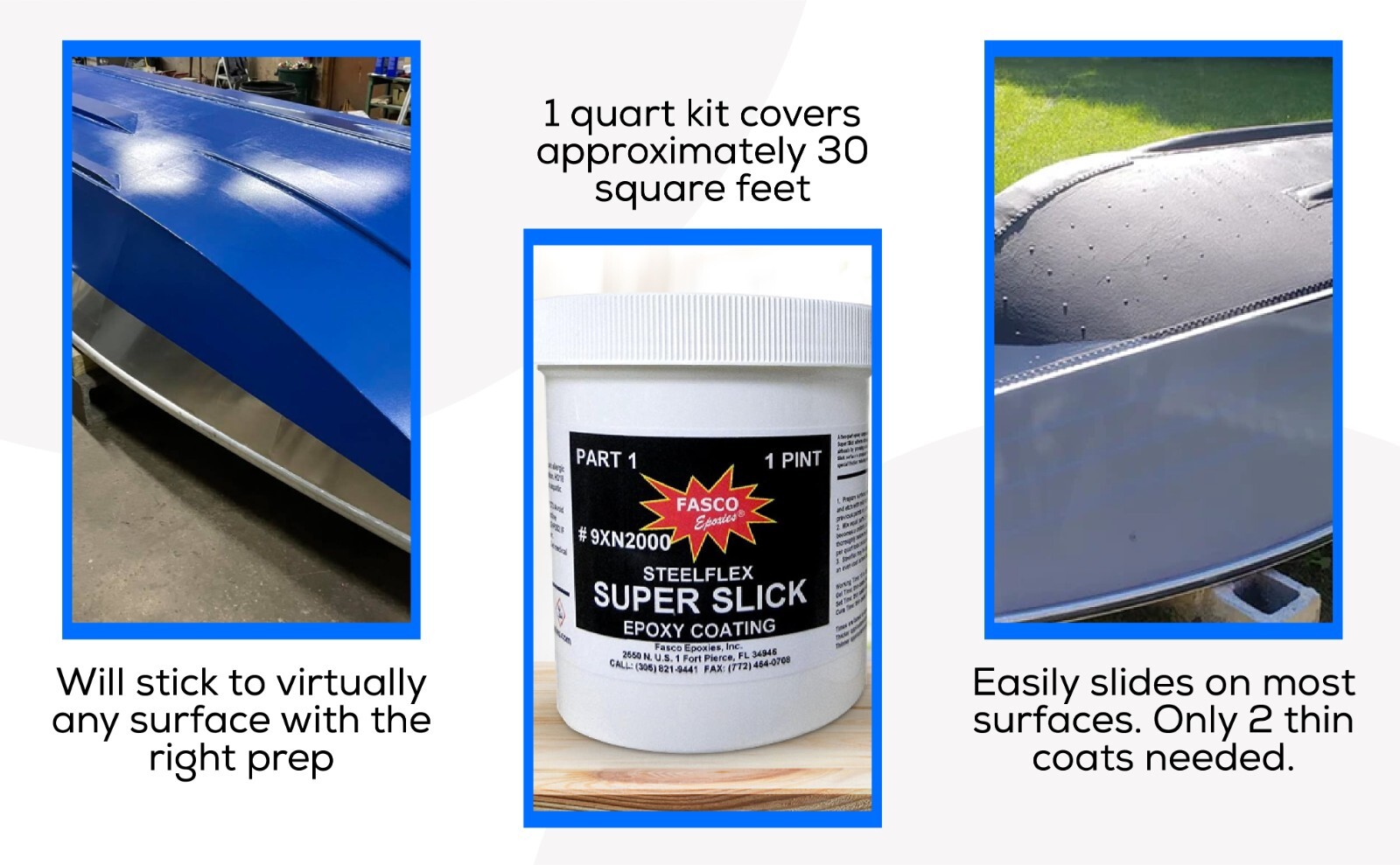 Super Slick 2000 Epoxy Bottom Coating for Airboats, Jet Ski’s, etc.: Quart Kit
