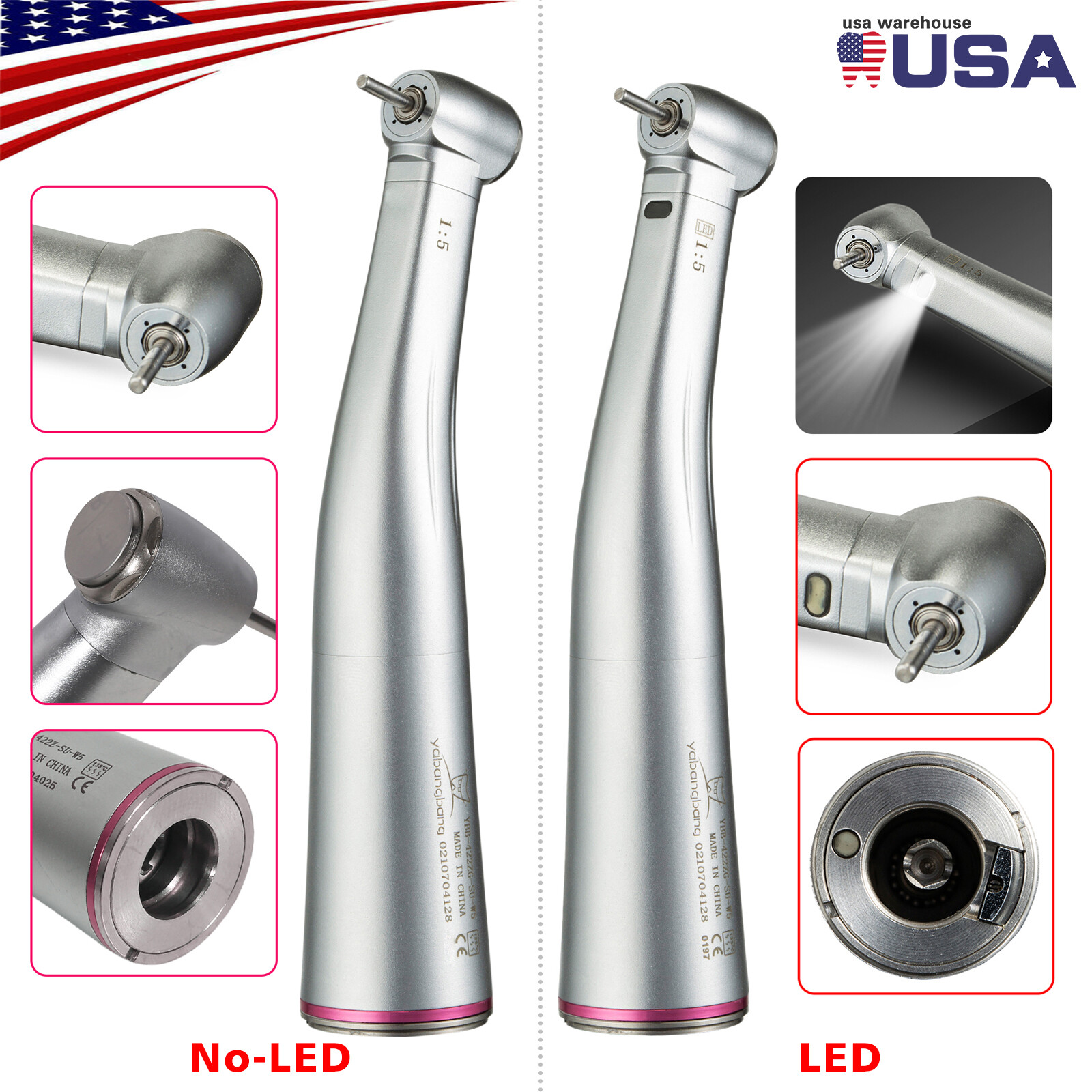 NSK Ti-MAX X95L Style Dental 1:5 Fiber Optic Contra Angle Handpiece LED Turbina