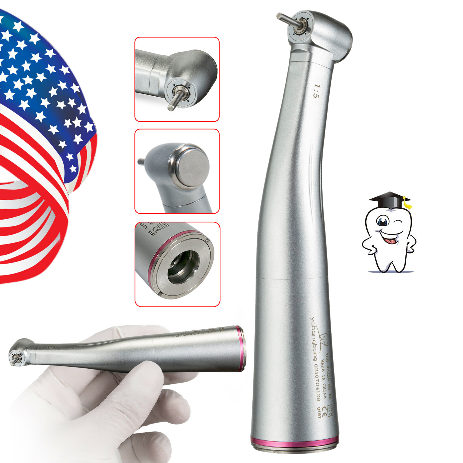 Dental LED Brushless Electric Micro Motor / 1:5 Increasing Handpiece Fit NSK YBB