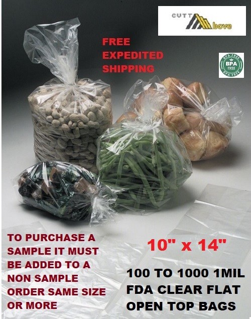 1000 10 X 14 Clear Plastic Packaging Lay Flat Open Top End Poly Bags 1 MIL 1MIL