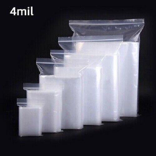 2×3 to 24×24 Clear Seal Zip Lock Top Reclosable Poly Plastic Bags 4 Mil