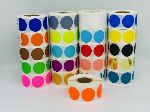 Inventory Dots 1 Roll of 500 Labels 1″ BRIGHT Red Round Colored labels