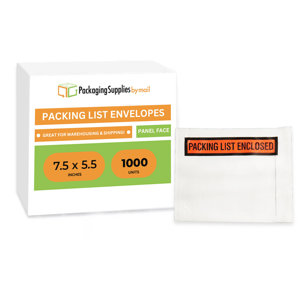 Packing List Enclosed Pouches, 7.5″x5.5″, Panel Face, Self-Adhesive, 1000 Pack