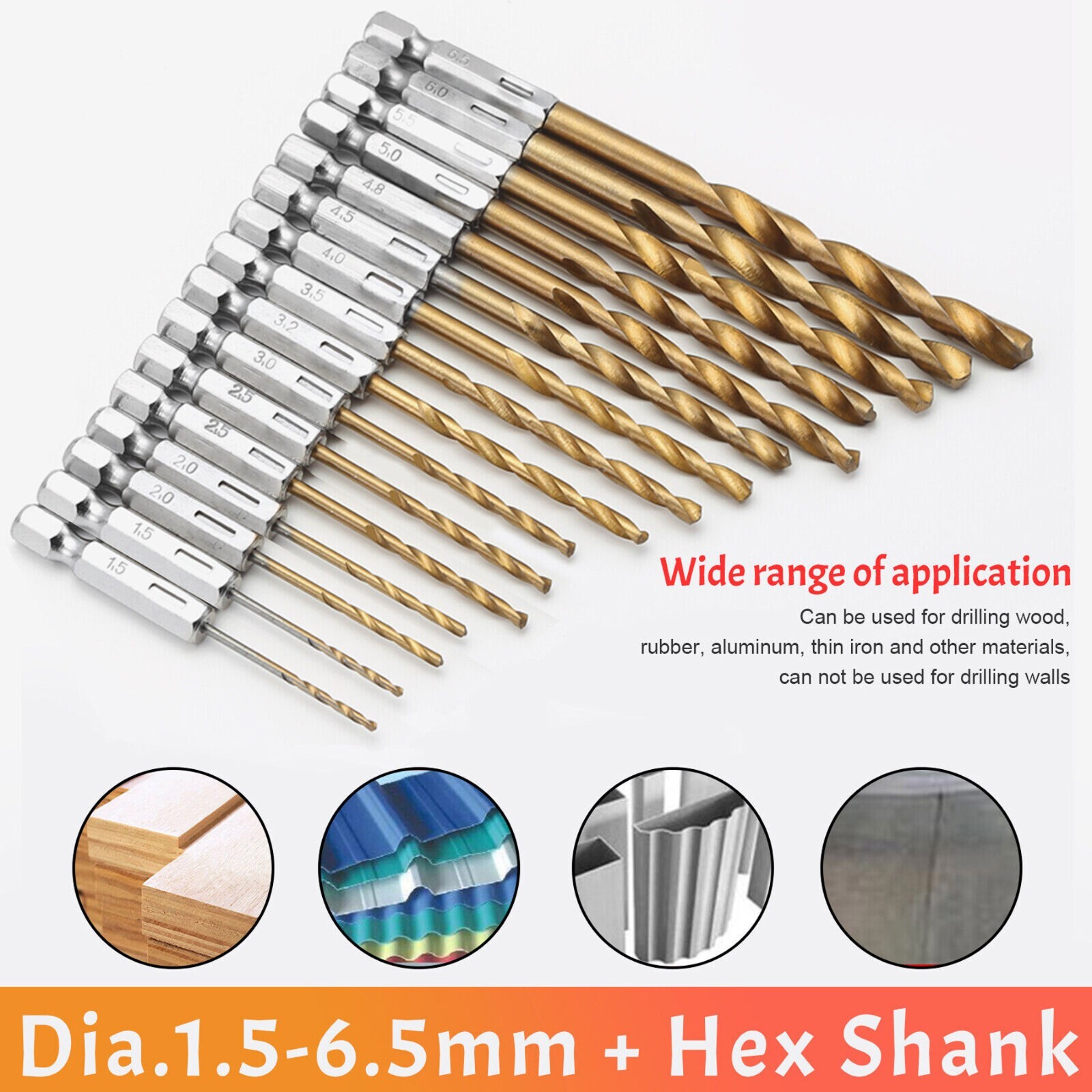 32pcs 1/4” Hex Shank Titanium Coated HSS Steel DRILL BIT Set Metal Wood Plastic