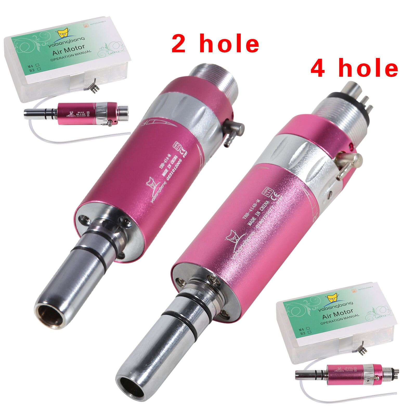 NSK Style Dental Low Slow Speed Air Motor Handpiece E-Type 2holes/4holes Pink ty