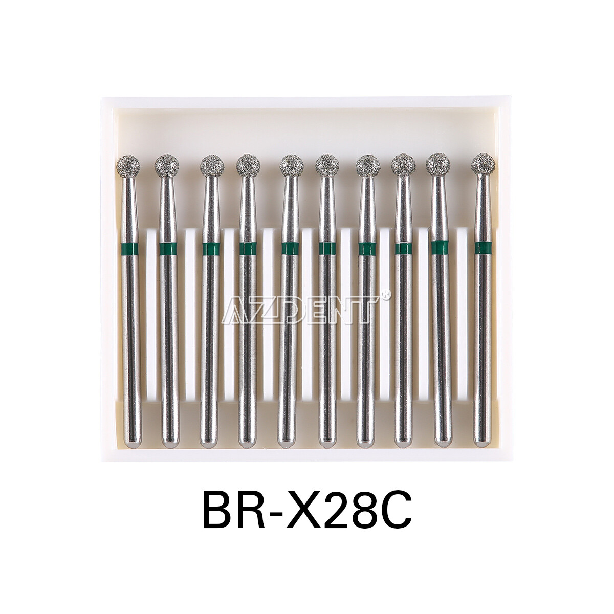 10pcs AZDENT Dental Diamond Burs FG 1.6mm Round Ball for High Speed Handpiece