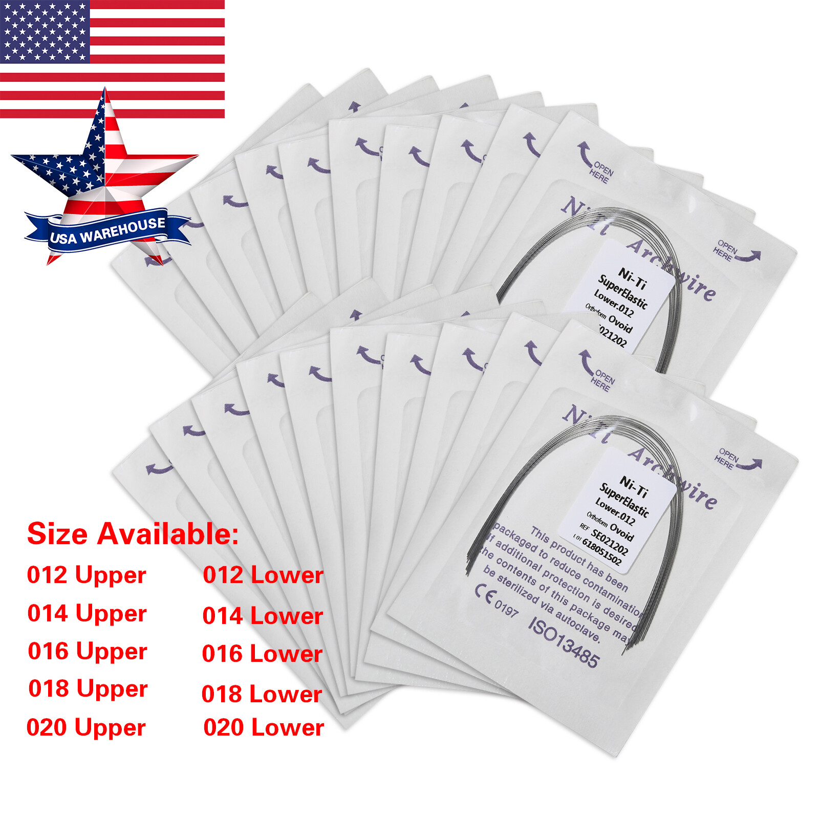100pcs 10packs Dental Orthodontic Super Elastic Niti Arch Wire Round Ovoid Form