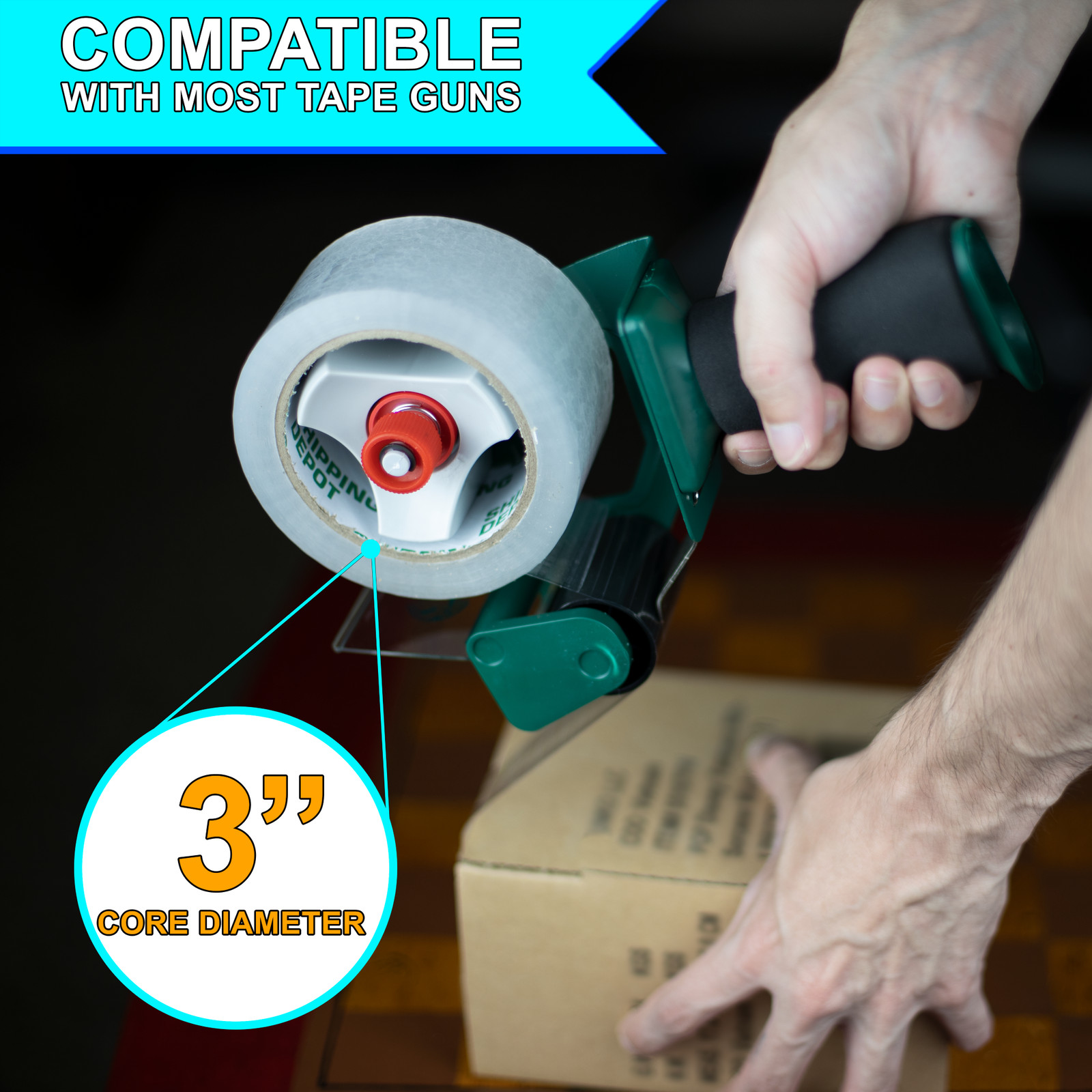 1 Roll of Shipping Depot Carton Box Sealing Clear Packing Tape 3″ x 110 Yds