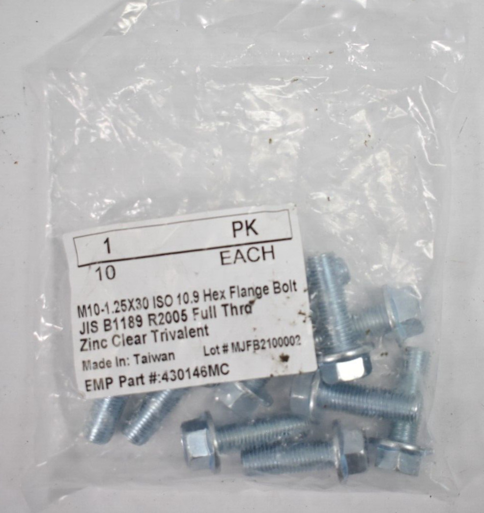 10 Pack Hex Flange Bolts M10-1.25 x 30mm ISO 10.9 430146MC JIS B1189 Full Thread