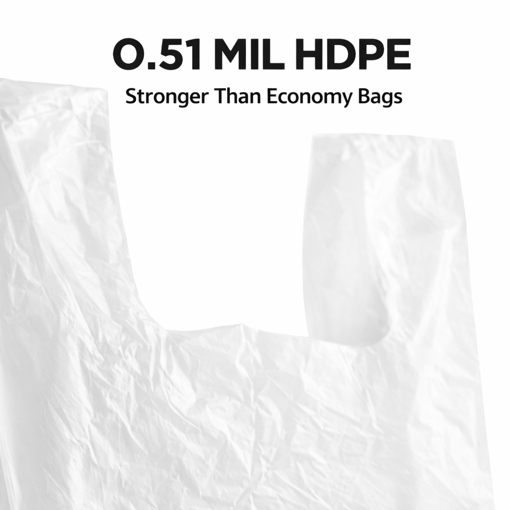 Bags 1/6 Large 21 x 6.5×11.5 .51 Mil T-Shirt Plastic Grocery Shopping Bags Clear