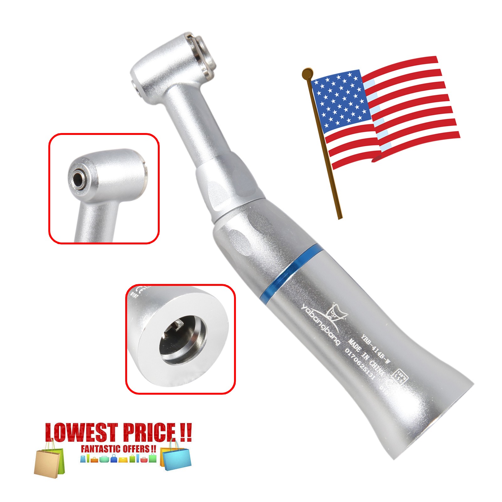 10 Yabangbang Dental Slow Low Speed Contra Angle Handpiece Push Button Etype NSK